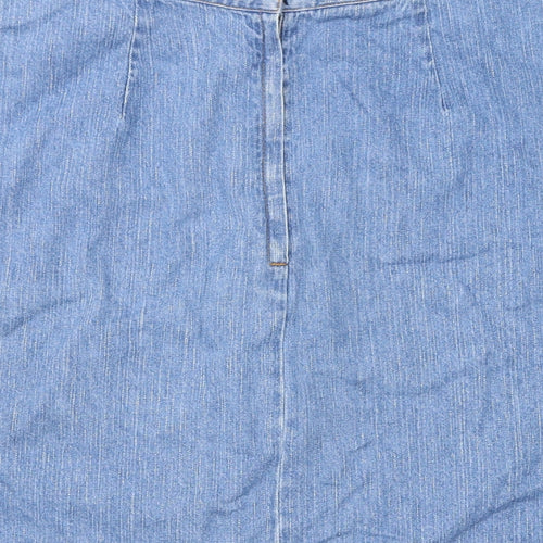 Western Womens Blue Cotton A-Line Skirt Size 10 Zip