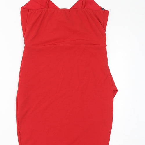 Missguided Womens Red Polyester Bodycon Size 10 V-Neck Pullover