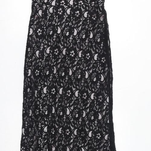 Quiz Womens Black Polyester Tank Dress Size 12 V-Neck Zip - Slit