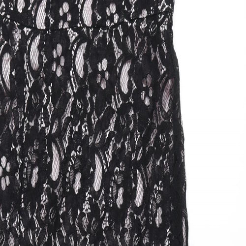 Quiz Womens Black Polyester Tank Dress Size 12 V-Neck Zip - Slit