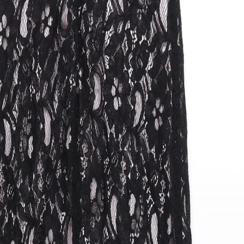 Quiz Womens Black Polyester Tank Dress Size 12 V-Neck Zip - Slit