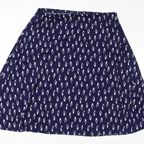 Bonmarché Womens Blue Geometric Polyester A-Line Skirt Size 20