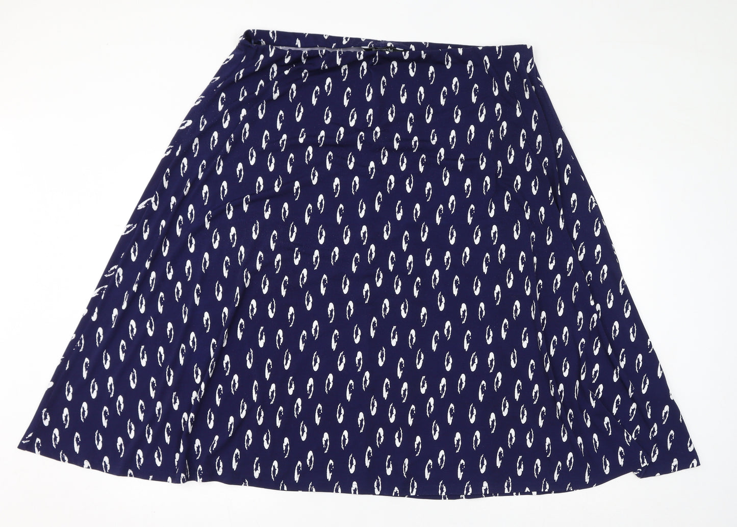 Bonmarché Womens Blue Geometric Polyester A-Line Skirt Size 20