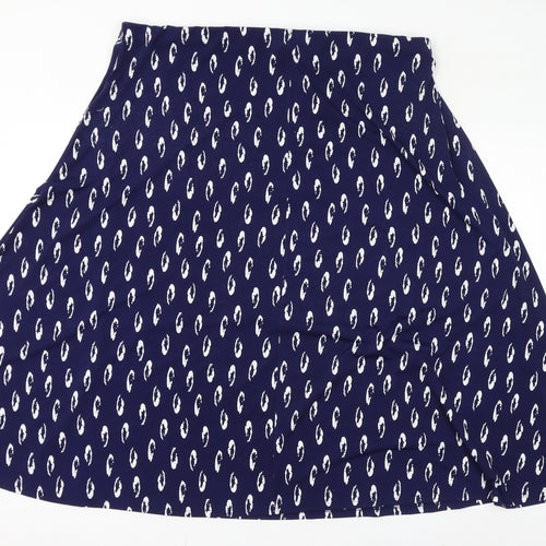 Bonmarché Womens Blue Geometric Polyester A-Line Skirt Size 20