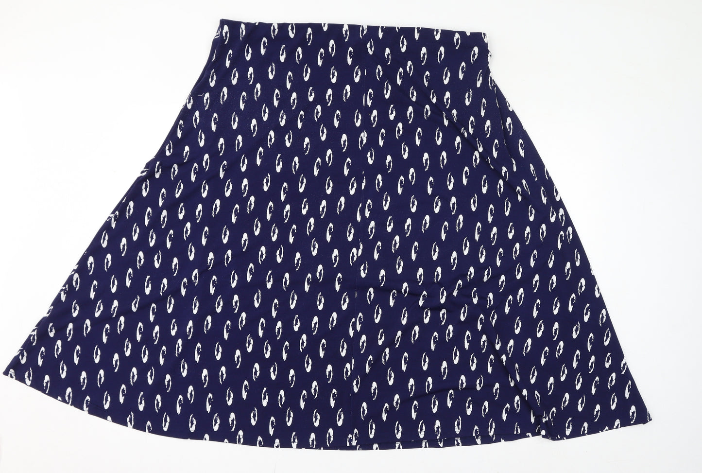 Bonmarché Womens Blue Geometric Polyester A-Line Skirt Size 20