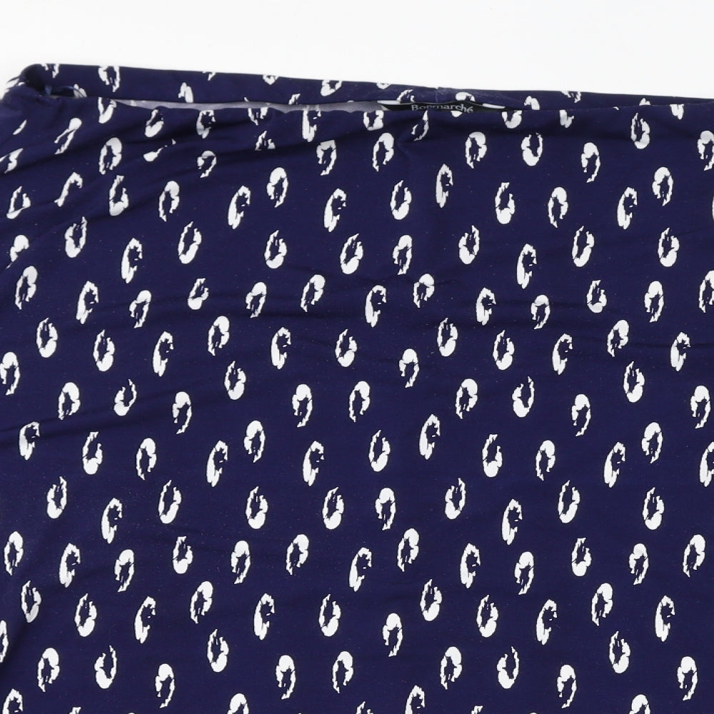 Bonmarché Womens Blue Geometric Polyester A-Line Skirt Size 20