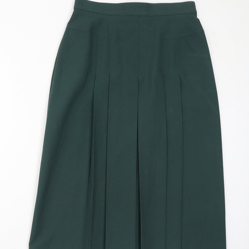 St Michael Womens Green Polyester A-Line Skirt Size 16 Zip - Vintage