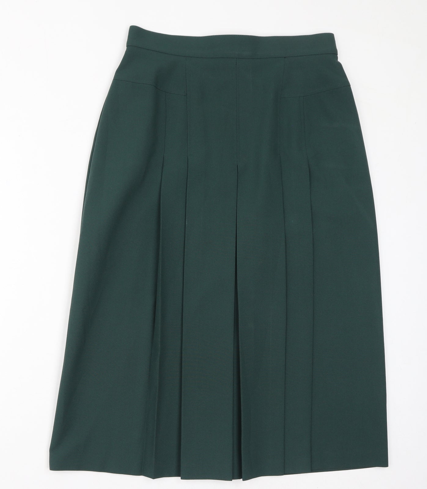 St Michael Womens Green Polyester A-Line Skirt Size 16 Zip - Vintage