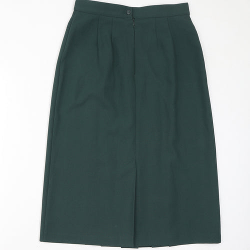 St Michael Womens Green Polyester A-Line Skirt Size 16 Zip - Vintage