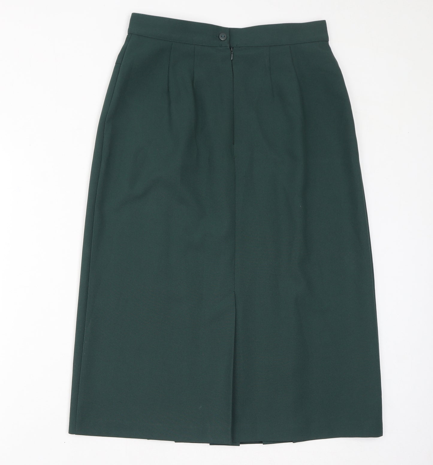 St Michael Womens Green Polyester A-Line Skirt Size 16 Zip - Vintage