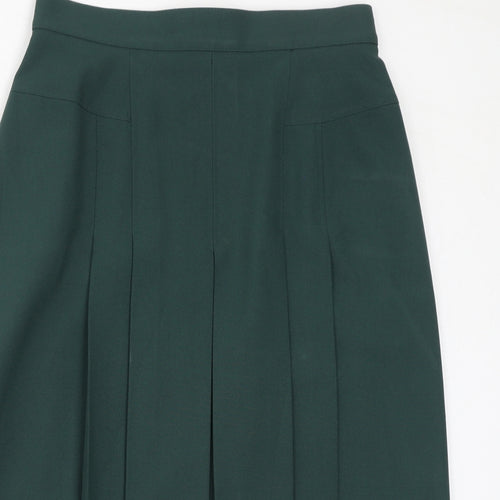 St Michael Womens Green Polyester A-Line Skirt Size 16 Zip - Vintage