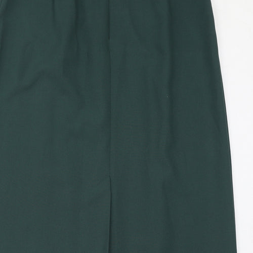 St Michael Womens Green Polyester A-Line Skirt Size 16 Zip - Vintage