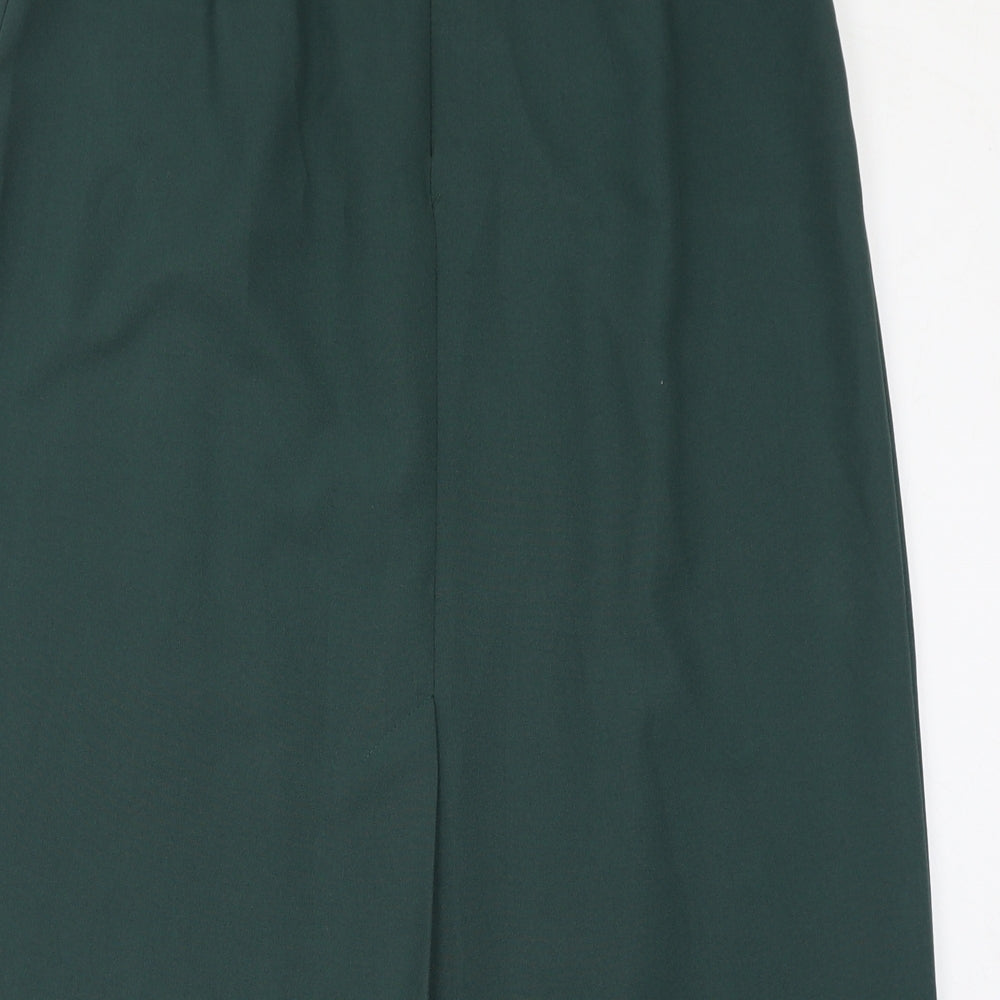 St Michael Womens Green Polyester A-Line Skirt Size 16 Zip - Vintage