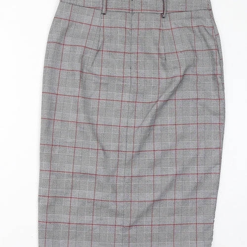 Oasis Womens Grey Check Polyester Straight & Pencil Skirt Size 12 Zip
