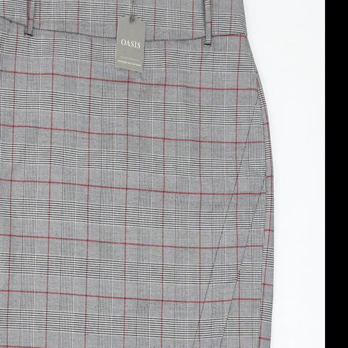 Oasis Womens Grey Check Polyester Straight & Pencil Skirt Size 12 Zip