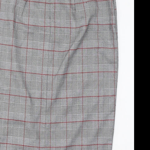 Oasis Womens Grey Check Polyester Straight & Pencil Skirt Size 12 Zip