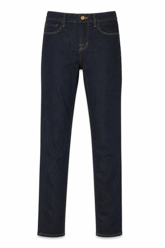Front view of J Brand women’s blue cotton skinny jeans, size UK 24, in, 30-inch leg regular zip