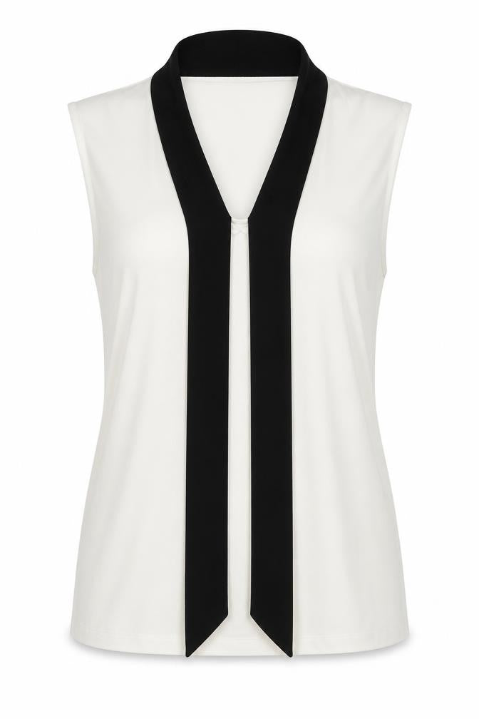 Tahari Womens White Polyester Basic Tank Size L Round Neck - Sheer