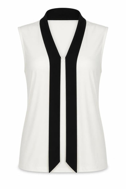 Front view of Tahari women’s white polyester basic tank, size L, round neck - sheer