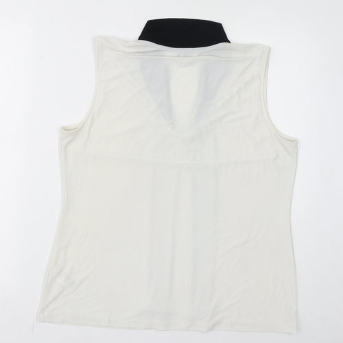 Tahari Womens White Polyester Basic Tank Size L Round Neck - Sheer