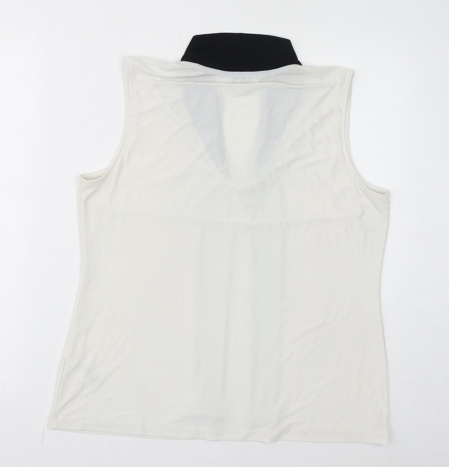 Tahari Womens White Polyester Basic Tank Size L Round Neck - Sheer