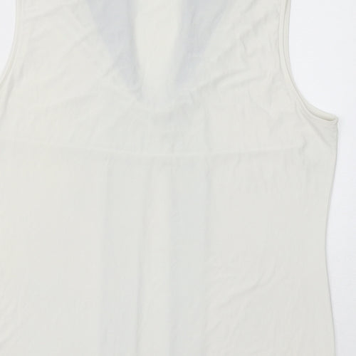 Tahari Womens White Polyester Basic Tank Size L Round Neck - Sheer