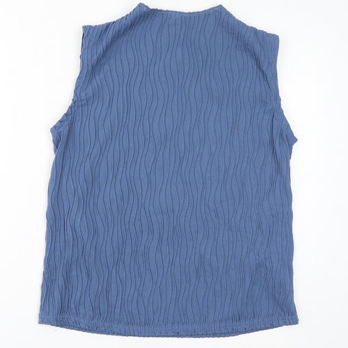 Dazy Womens Blue Polyester Basic Tank Size 3XL Round Neck
