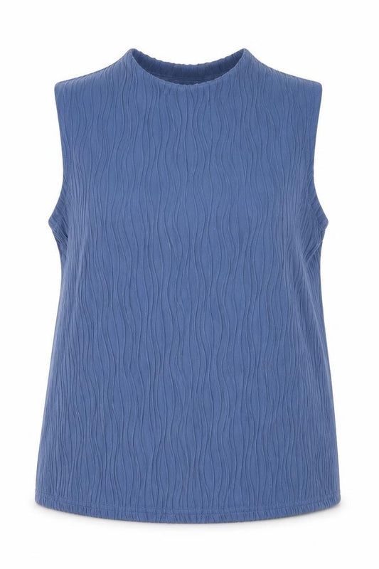 Front view of DAZY women’s blue polyester basic tank, size 3XL, round neck