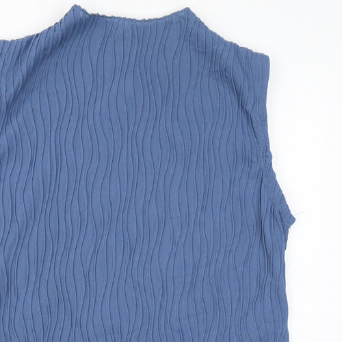 Dazy Womens Blue Polyester Basic Tank Size 3XL Round Neck