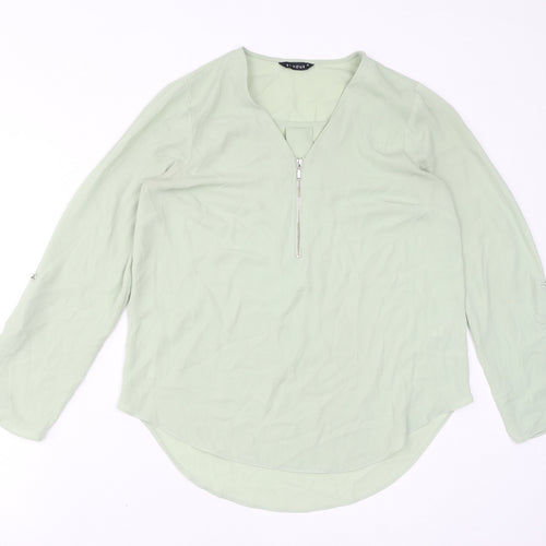 Et Vous Womens Green Polyester Basic Blouse Size 10 V-Neck
