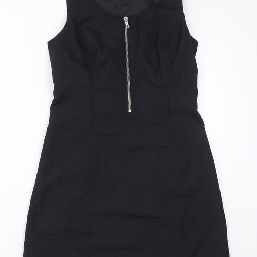 NEXT Womens Black Polyester A-Line Size 10 Round Neck Zip