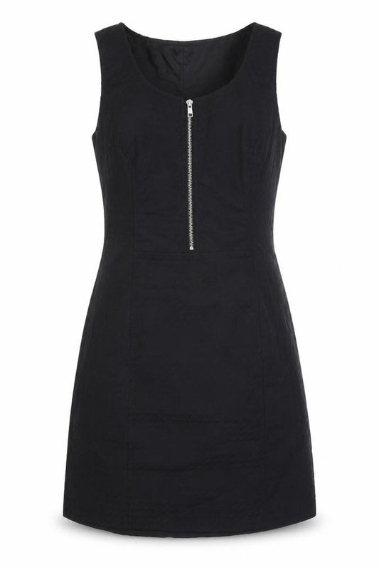 Front view of Next women’s black polyester a-line, size UK 10, round neck zip