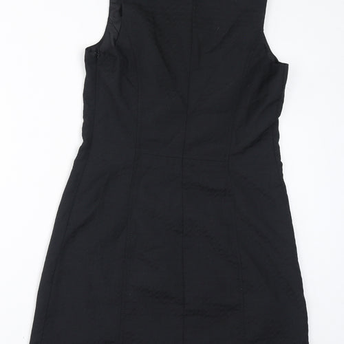 NEXT Womens Black Polyester A-Line Size 10 Round Neck Zip