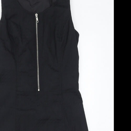 NEXT Womens Black Polyester A-Line Size 10 Round Neck Zip