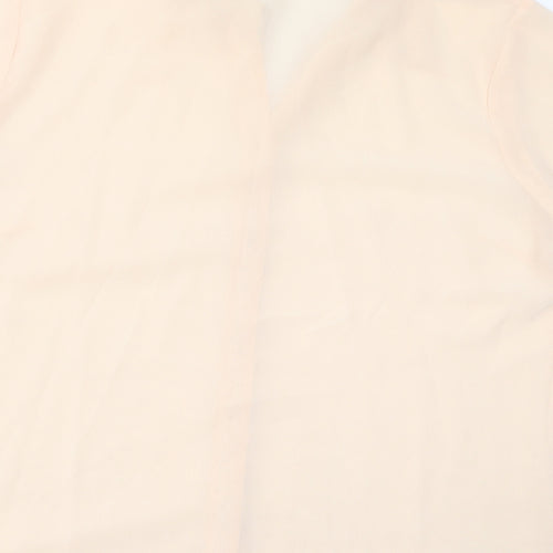 Lauren Duvar Womens Beige Polyester Basic Button-Up Size 16 Collared - Sheer