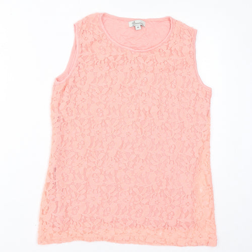 PARAMOUR Womens Pink Polyester Basic Tank Size M Round Neck
