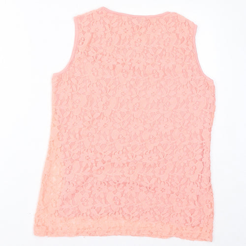 PARAMOUR Womens Pink Polyester Basic Tank Size M Round Neck