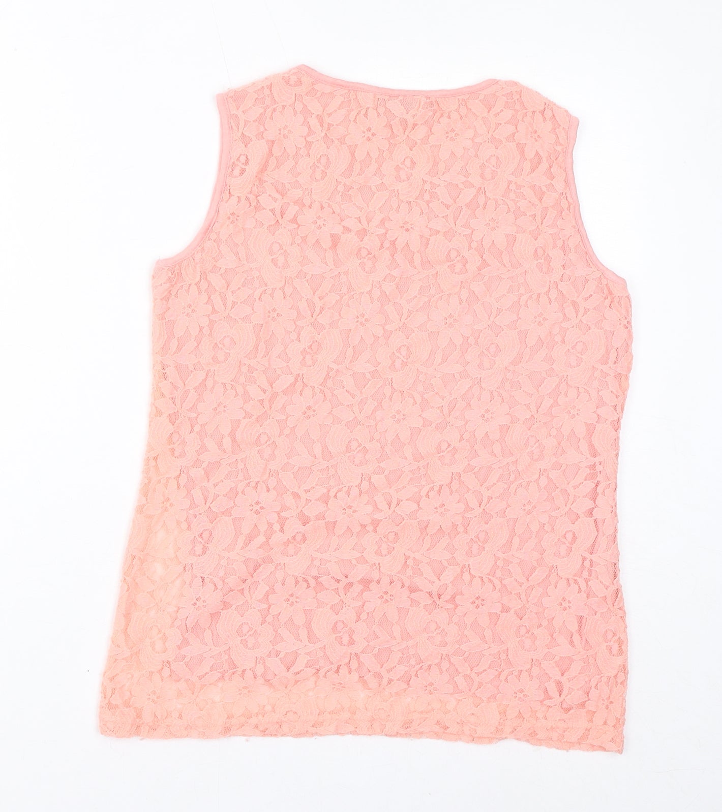 PARAMOUR Womens Pink Polyester Basic Tank Size M Round Neck