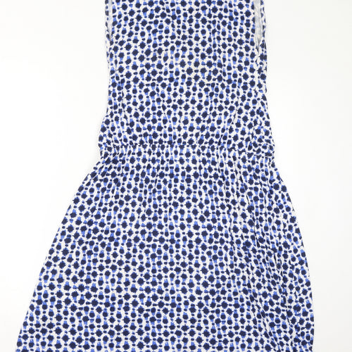 Marks and Spencer Womens Blue Geometric Viscose Fit & Flare Size 20 V-Neck Pullover