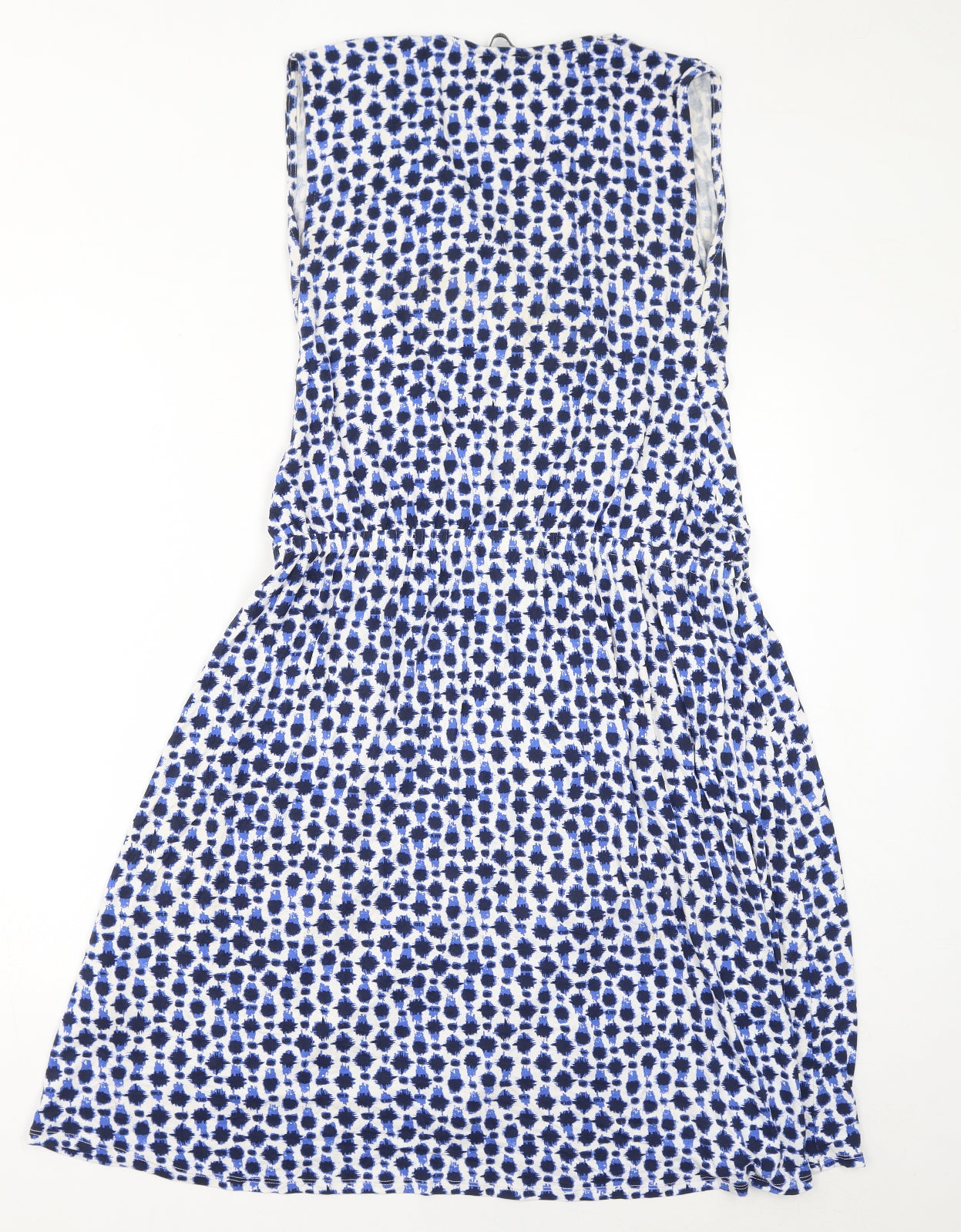 Marks and Spencer Womens Blue Geometric Viscose Fit & Flare Size 20 V-Neck Pullover
