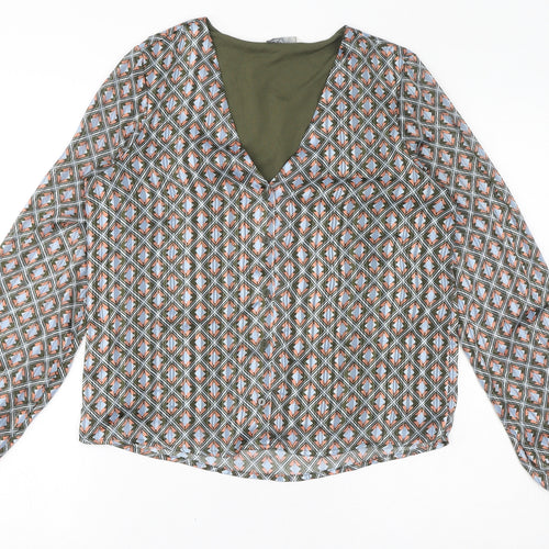 Only Womens Green Polyester Basic Blouse Size S V-Neck - Sparkle