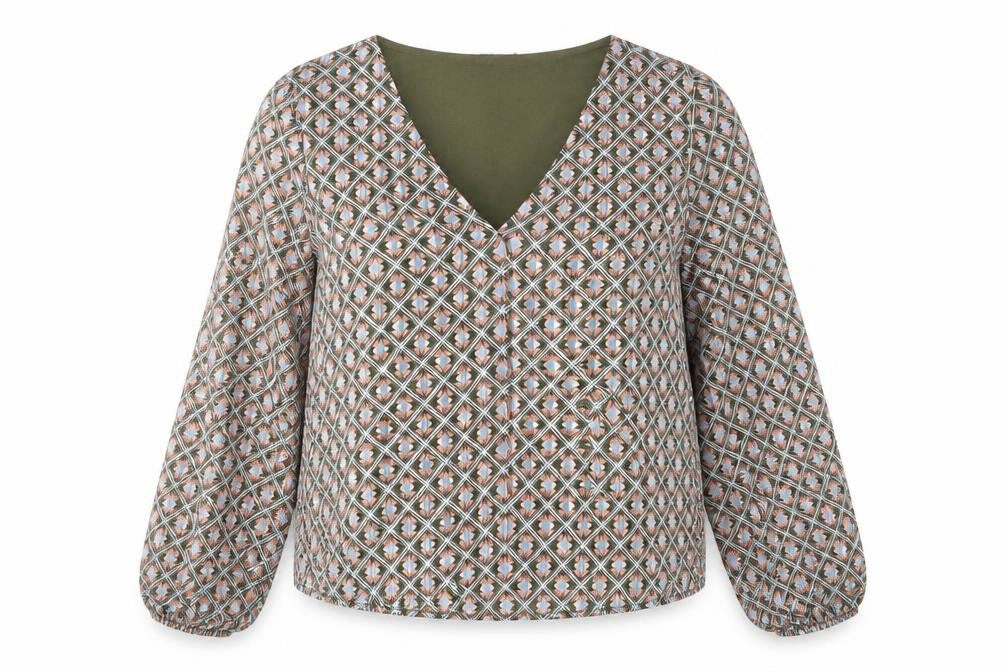 Only Womens Green Polyester Basic Blouse Size S V-Neck - Sparkle