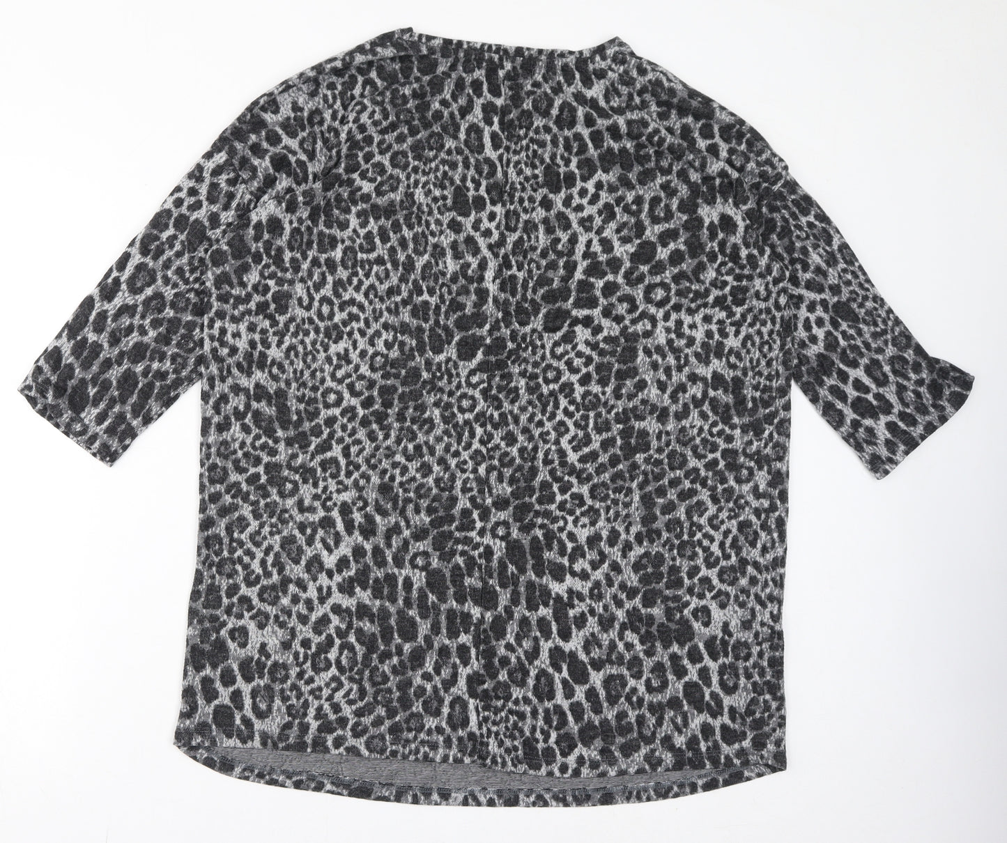 Yours Womens Grey Animal Print Polyester Basic Blouse Size 16 Round Neck - Leopard Print