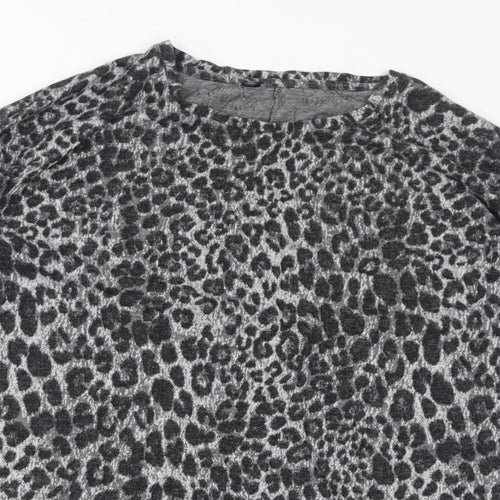 Yours Womens Grey Animal Print Polyester Basic Blouse Size 16 Round Neck - Leopard Print