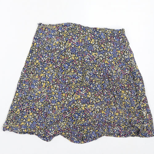Brave Soul Womens Multicoloured Floral Viscose A-Line Skirt Size XS Zip - Buttons