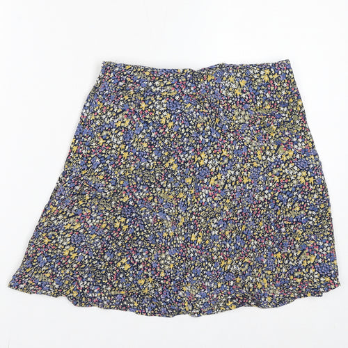 Brave Soul Womens Multicoloured Floral Viscose A-Line Skirt Size XS Zip - Buttons