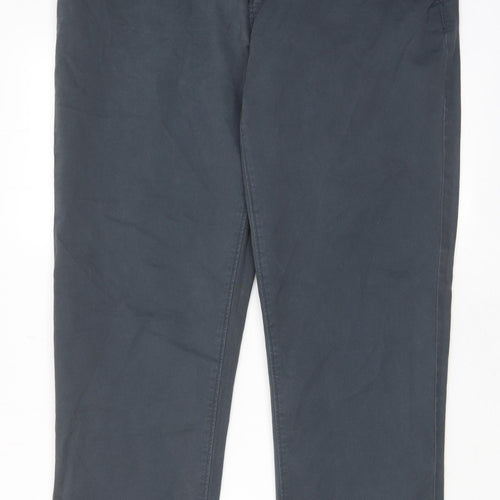 Bosten Crew Mens Blue Cotton Chino Trousers Size 36 in L29 in Regular Zip - Short leg, Pockets