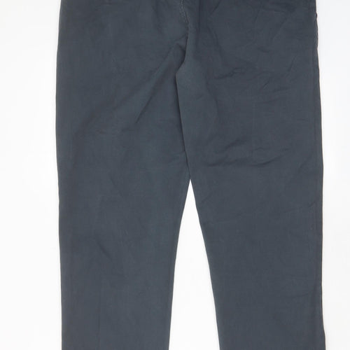 Bosten Crew Mens Blue Cotton Chino Trousers Size 36 in L29 in Regular Zip - Short leg, Pockets