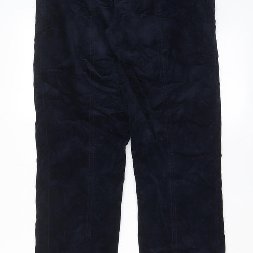 Robell Womens Blue Cotton Trousers Size 16 L31 in Regular - Elasticated Waist