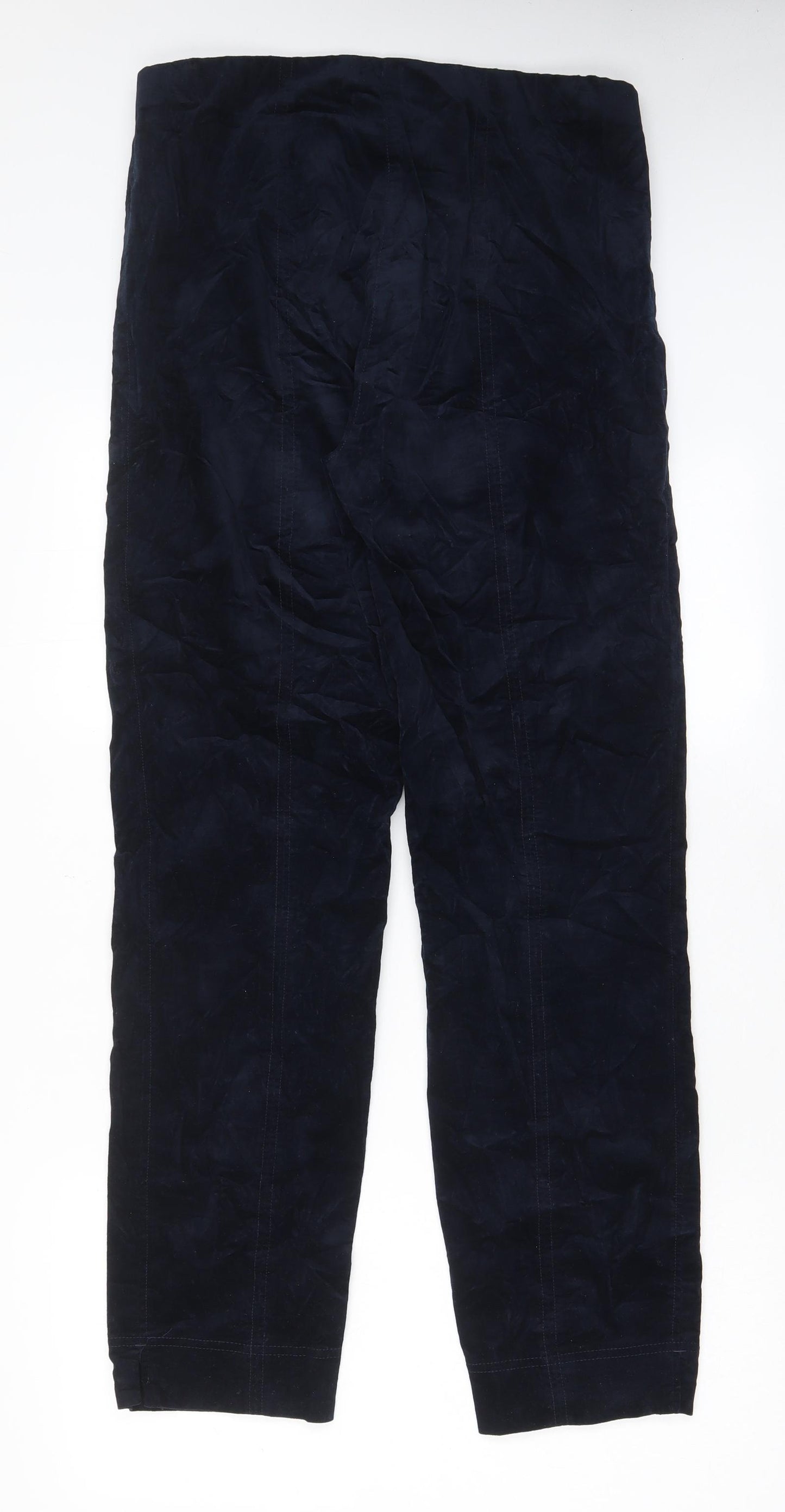 Robell Womens Blue Cotton Trousers Size 16 L31 in Regular - Elasticated Waist
